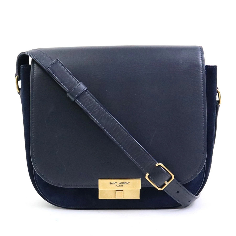 Saint Laurent Crossbody bag leather suede Navy Blue gold